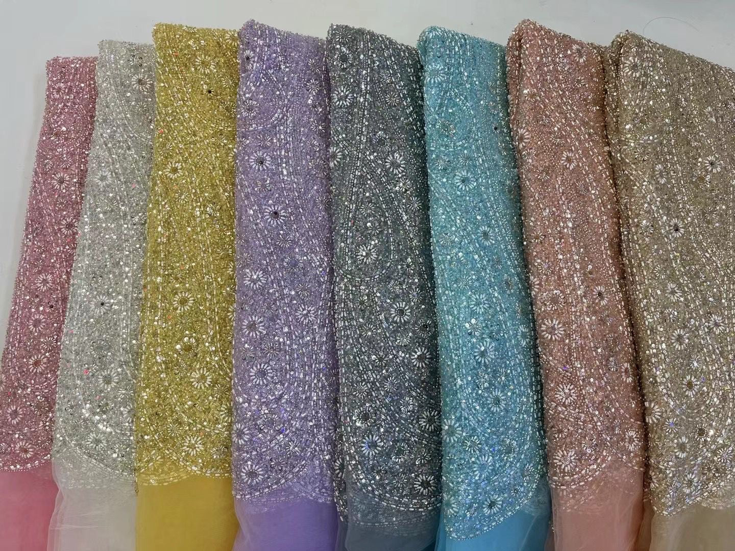 Aulua Luxury Beaded Fabric - More Color