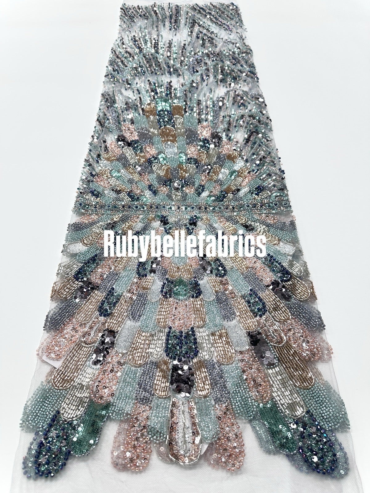 Luxury Geometric Deco Sequin Beaded Lace Fabric