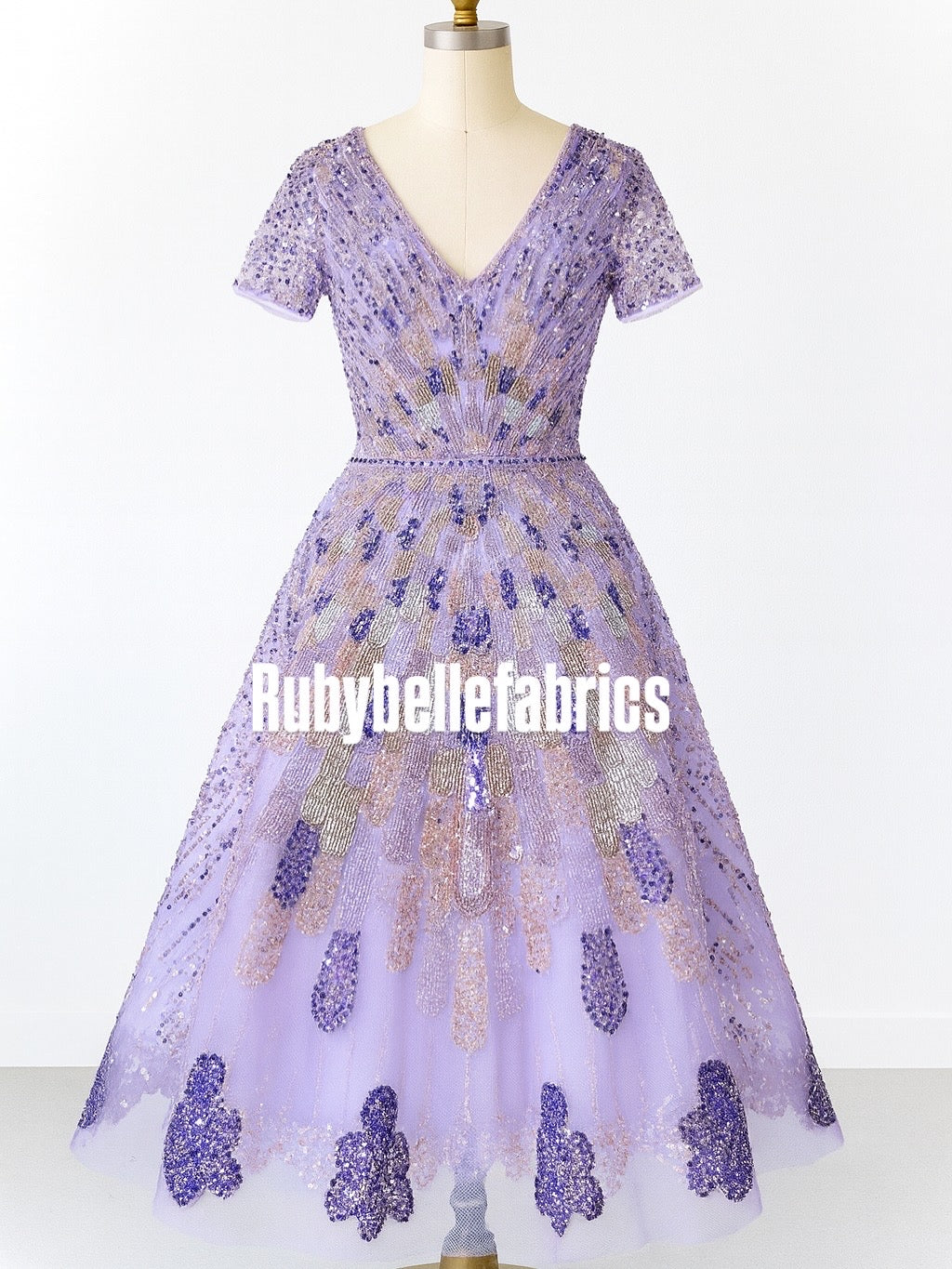 Luxury Geometric Deco Sequin Beaded Lace Fabric