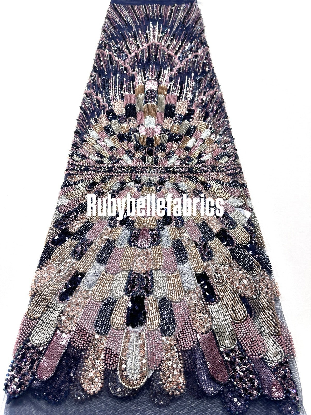 Luxury Geometric Deco Sequin Beaded Lace Fabric