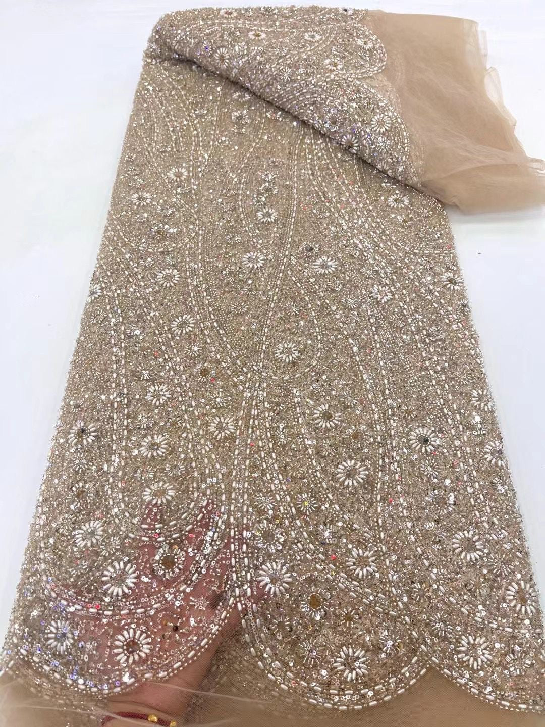 Aulua Luxury Beaded Fabric - More Color