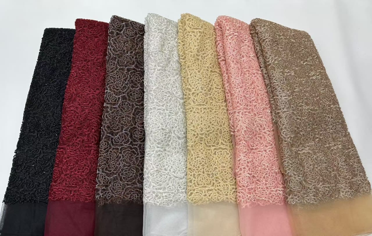 Poixy Tulle Guipure Style Beaded Fabric