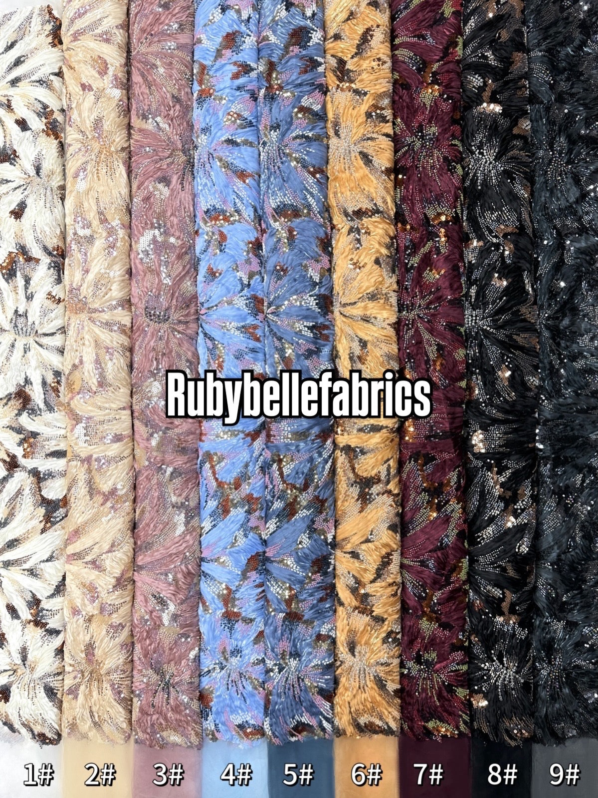 Econd Deluxe Luxury Floral Sequin beaded Fabric