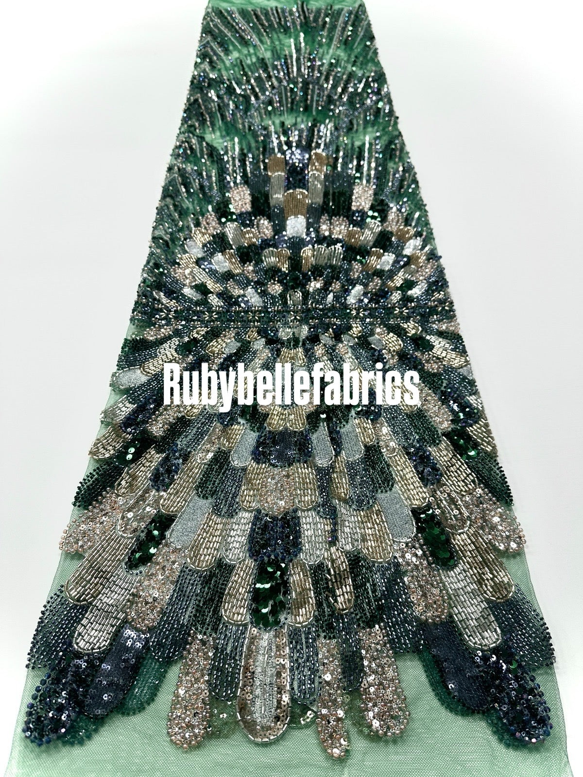 Luxury Geometric Deco Sequin Beaded Lace Fabric