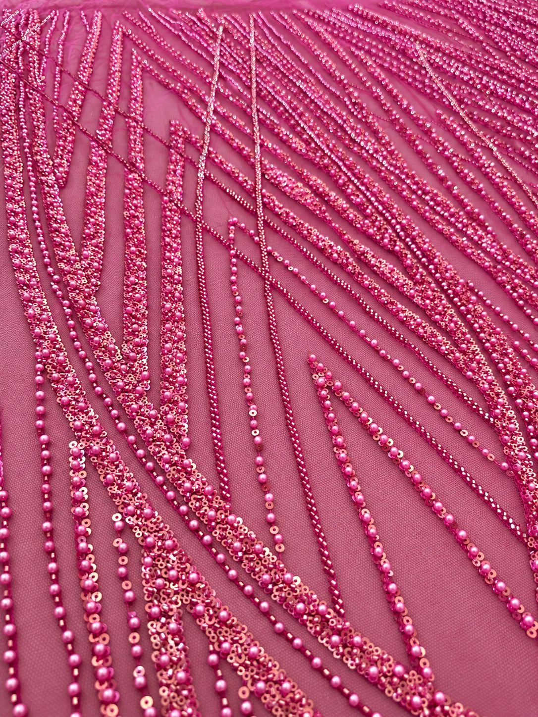 Ruxelle Beaded Luxury Fabric - Fuchsia Pink