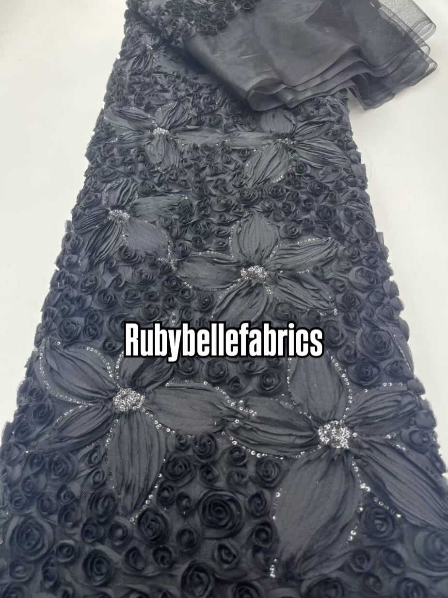 Wriod Luxury 3D Floral Beaded Fabric