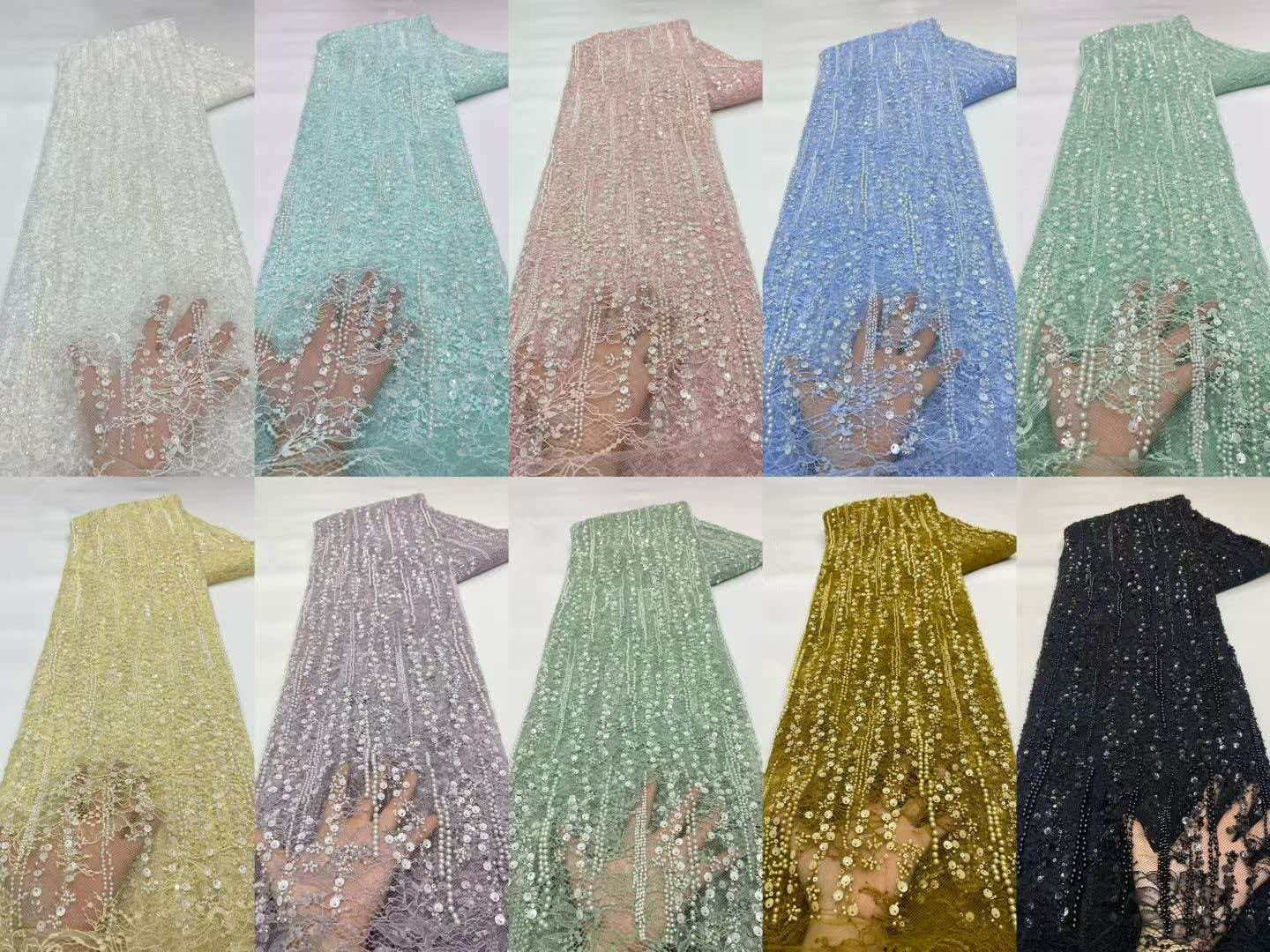 Alonxy Beaded Floral Fabric