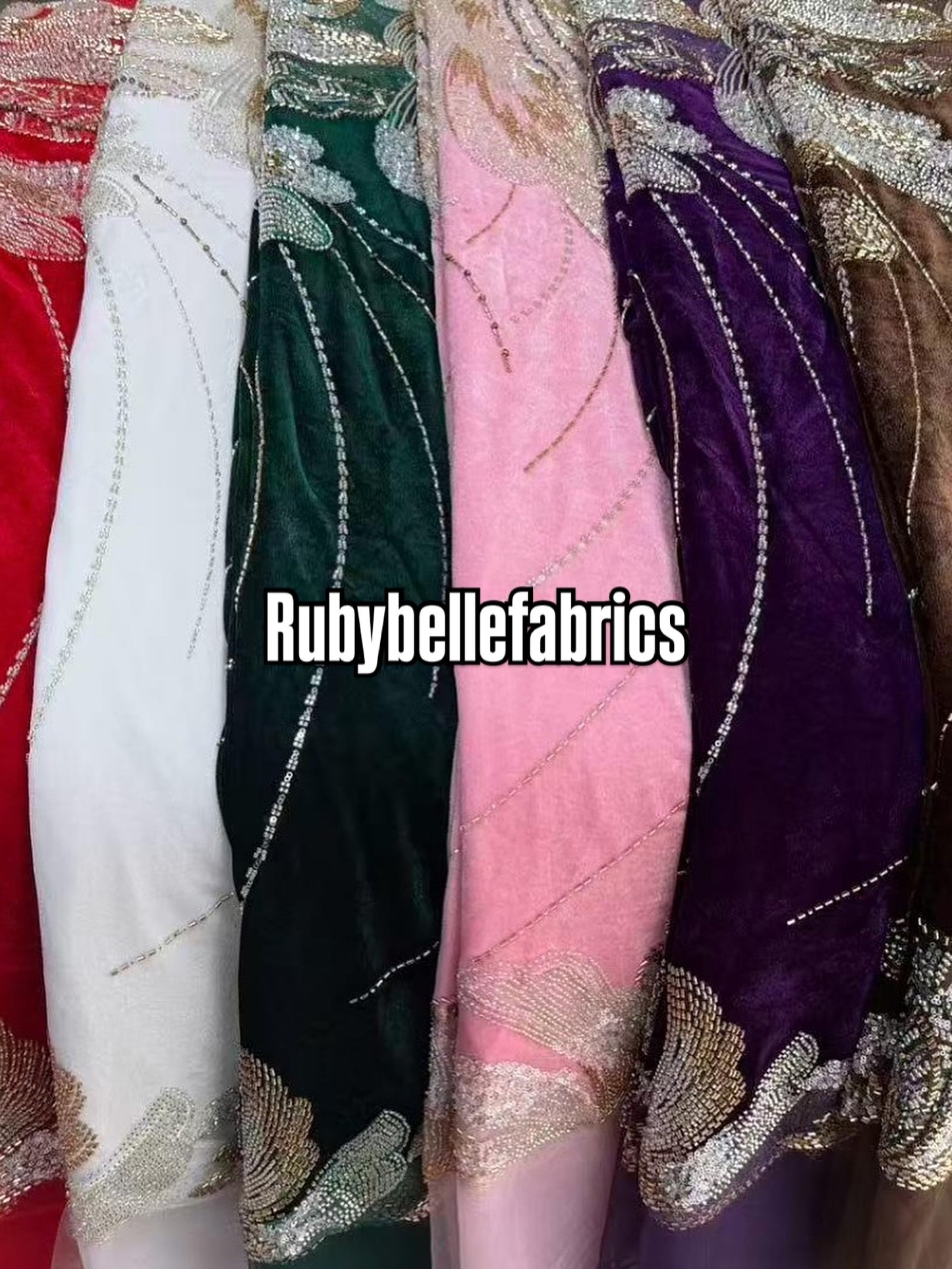 Ganic Luxury Floral Beaded Tulle Velvet Fabric