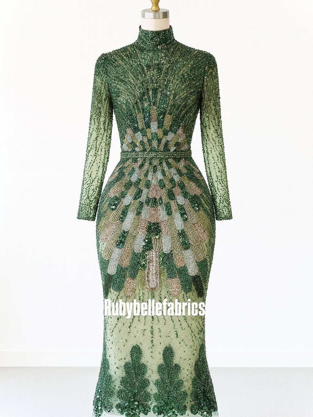 Luxury Geometric Deco Sequin Beaded Lace Fabric
