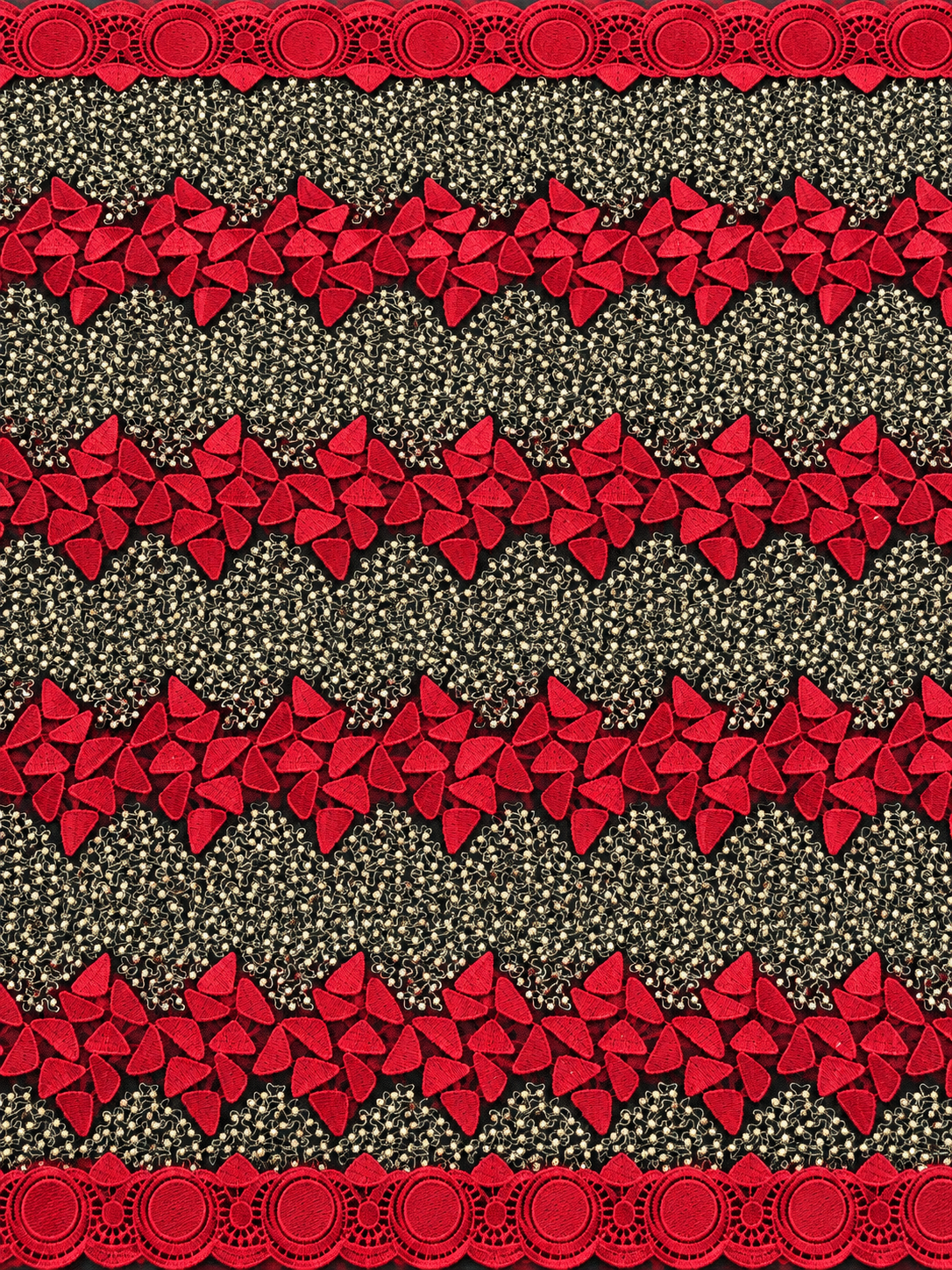 Sunderland Tulle Fabric - Red/Beige