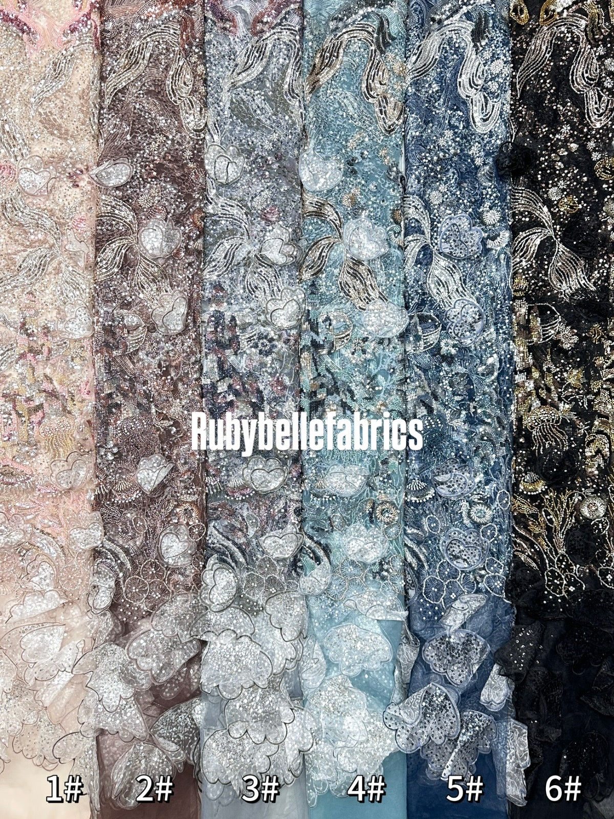 Luxury Sequin 3D Petal Beaded Fabric