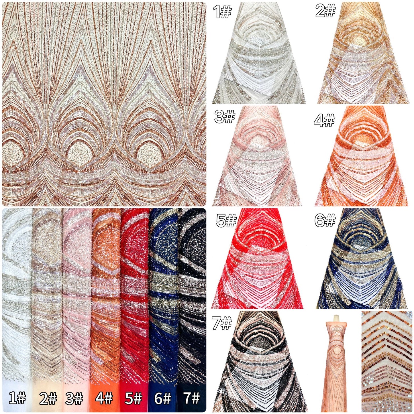 Ivlex Beaded Sequin Lace Fabric