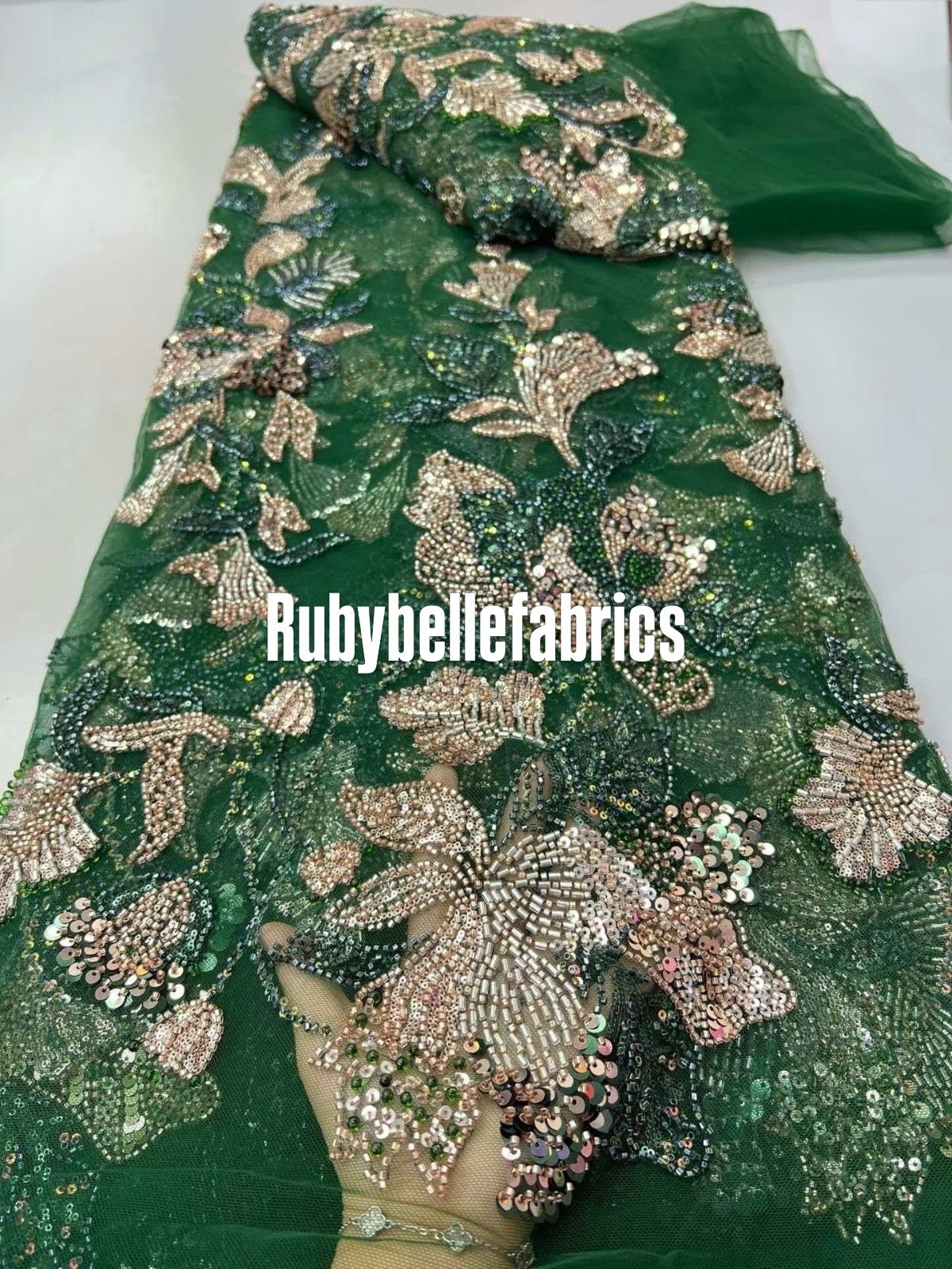 Ladryke Luxury Floral Beaded Fabric