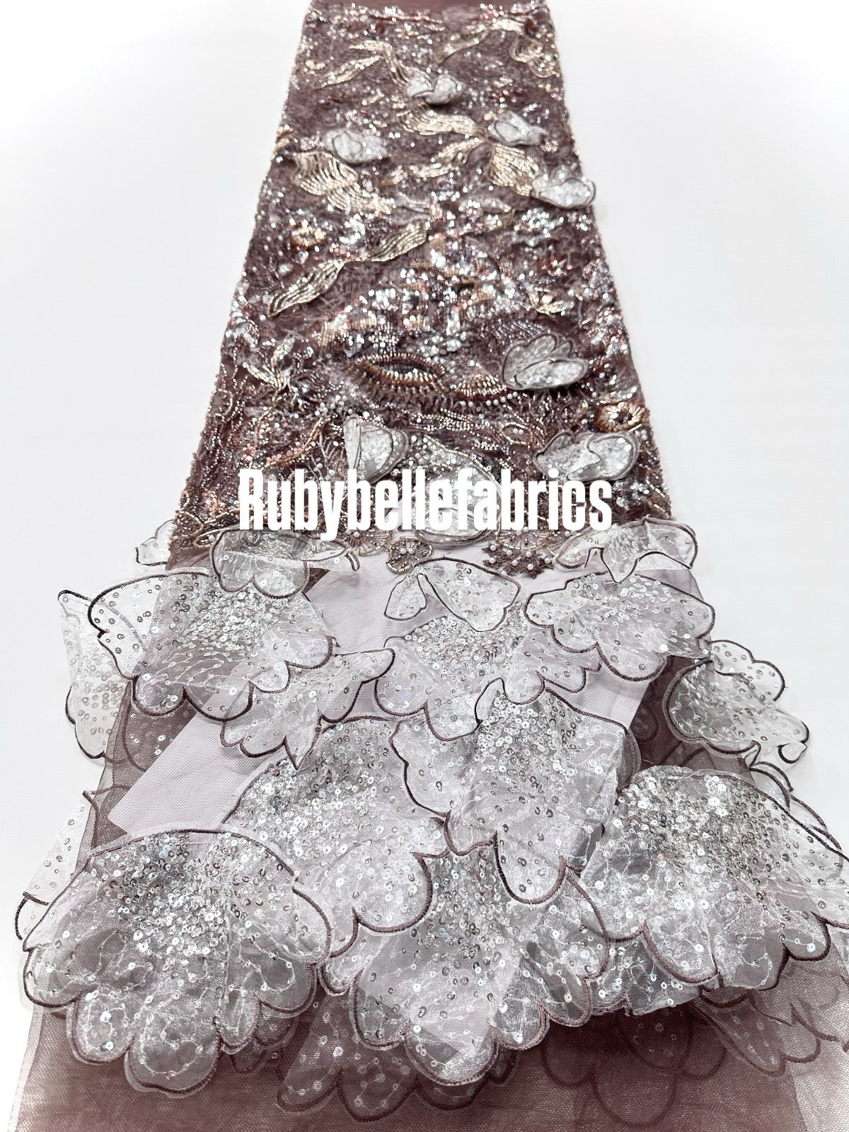 Luxury Sequin 3D Petal Beaded Fabric