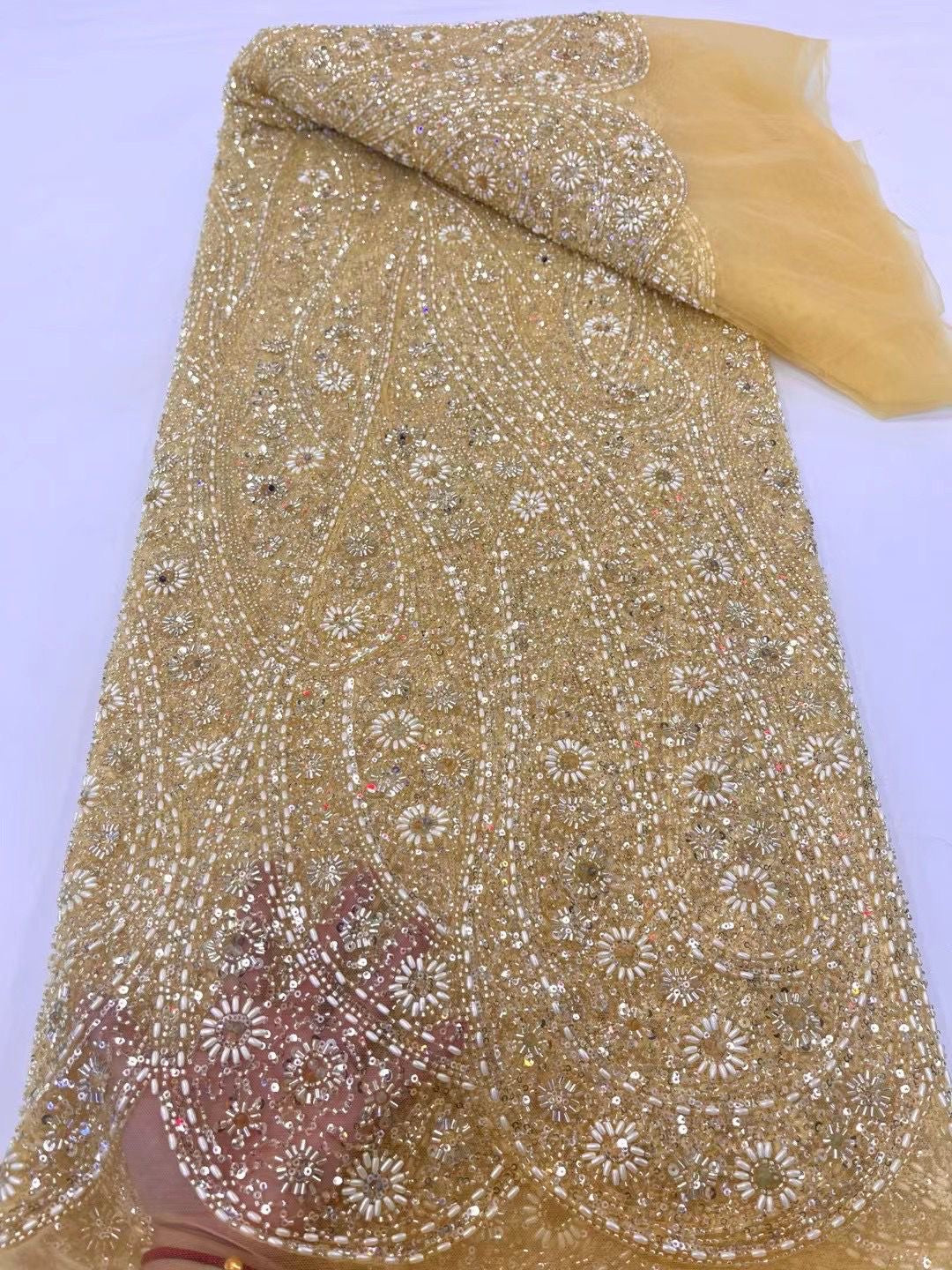 Aulua Luxury Beaded Fabric - More Color