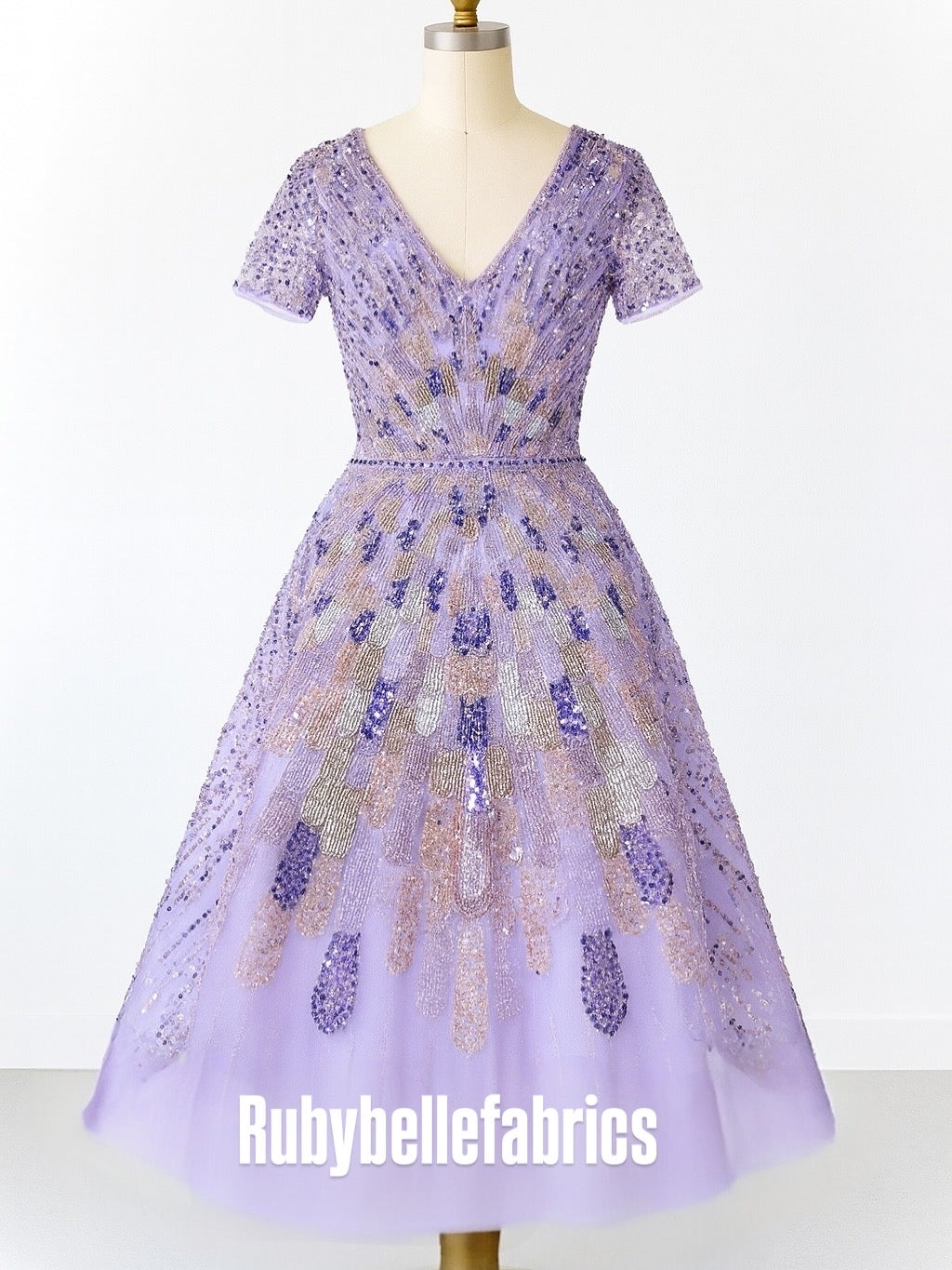 Luxury Geometric Deco Sequin Beaded Lace Fabric