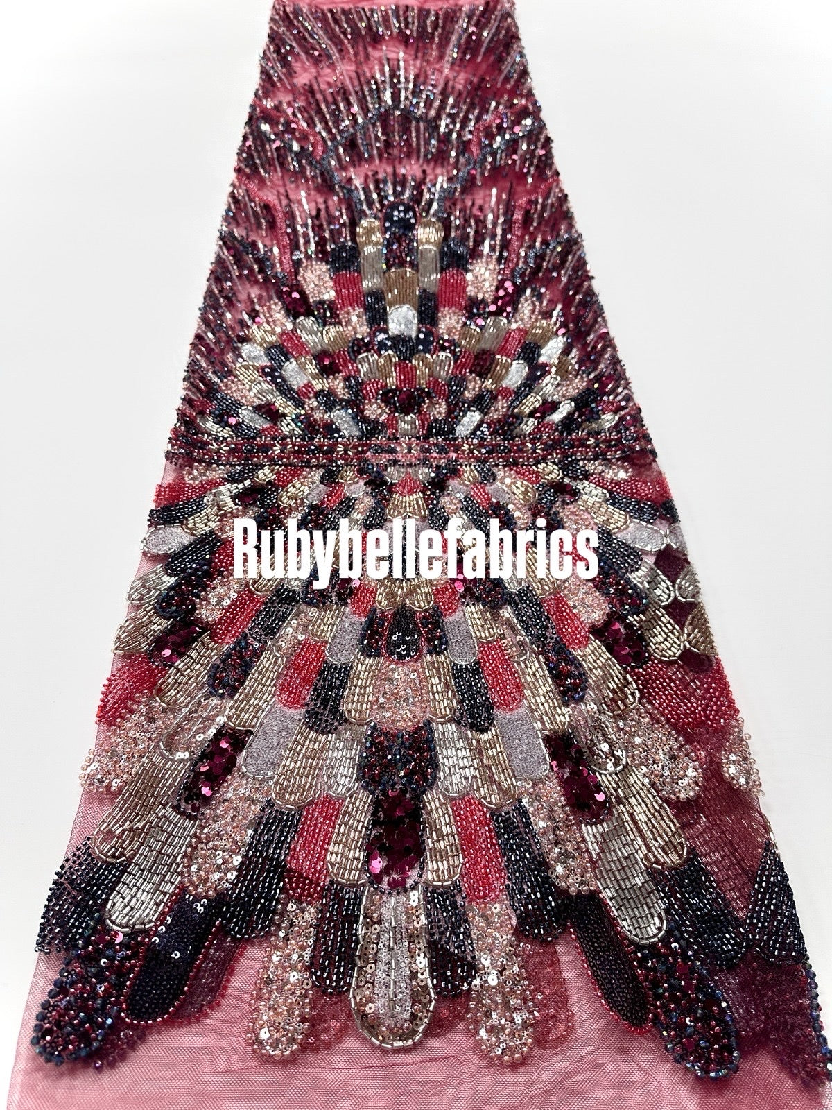 Luxury Geometric Deco Sequin Beaded Lace Fabric