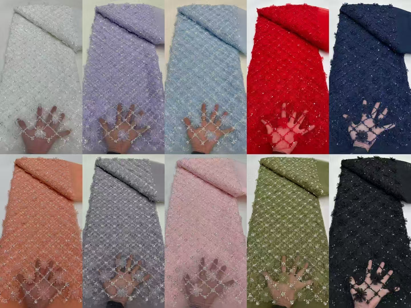 Ofton 3D Beaded Fabric - More Colors
