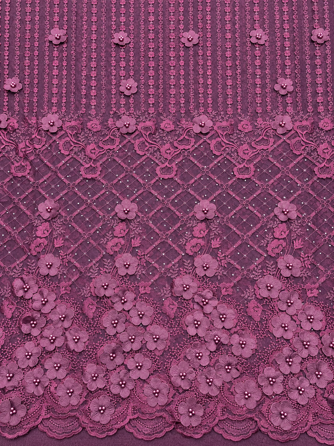 Esiyot 3D Floral Fabric - Dark Plum