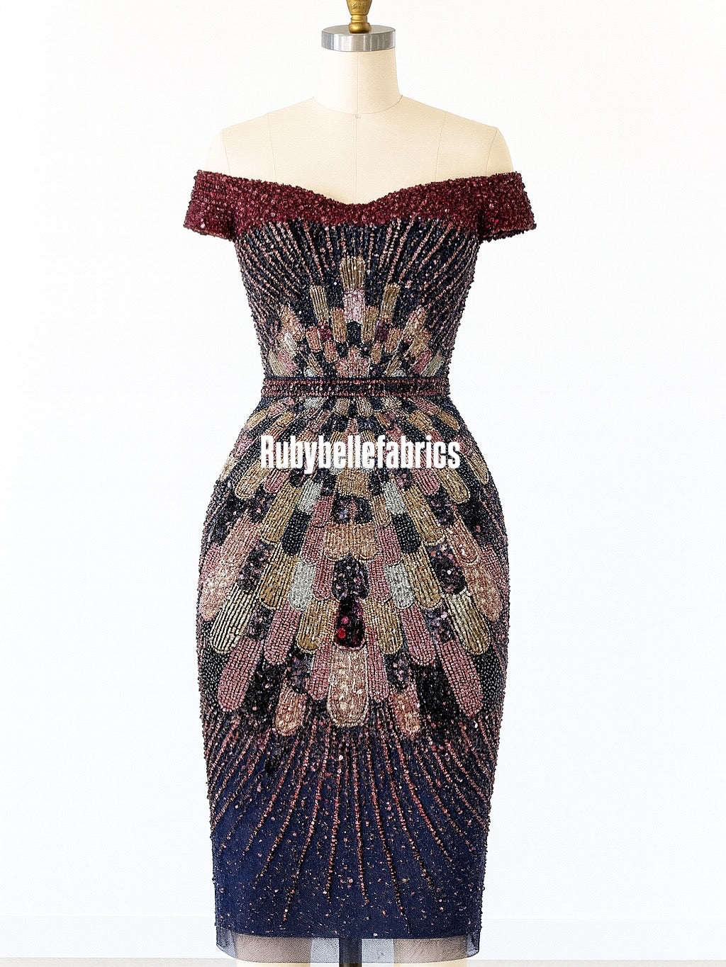 Luxury Geometric Deco Sequin Beaded Lace Fabric