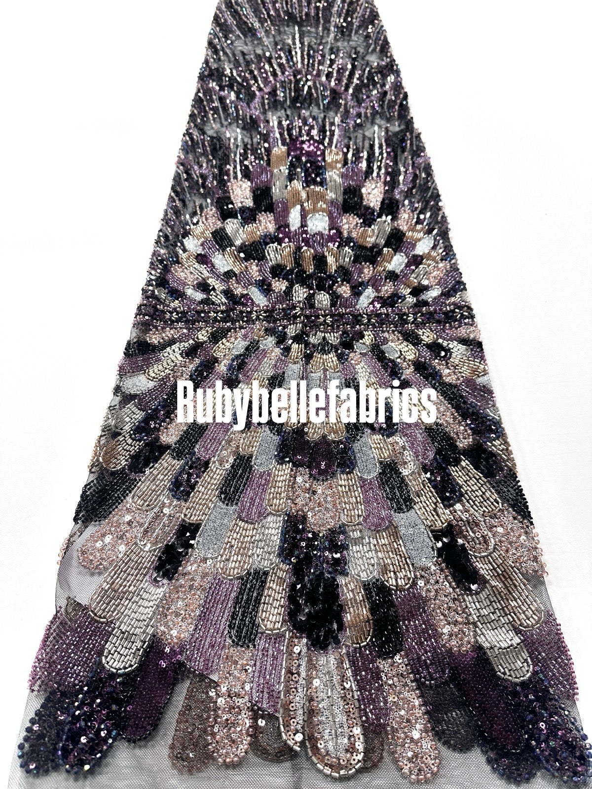 Luxury Geometric Deco Sequin Beaded Lace Fabric