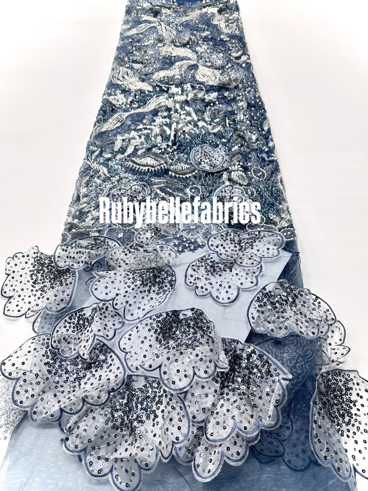 Luxury Sequin 3D Petal Beaded Fabric