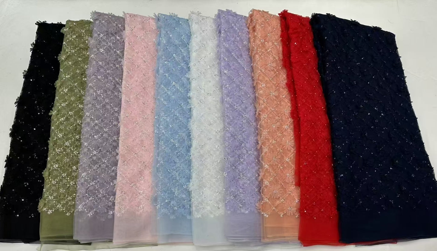 Ofton 3D Beaded Fabric - More Colors