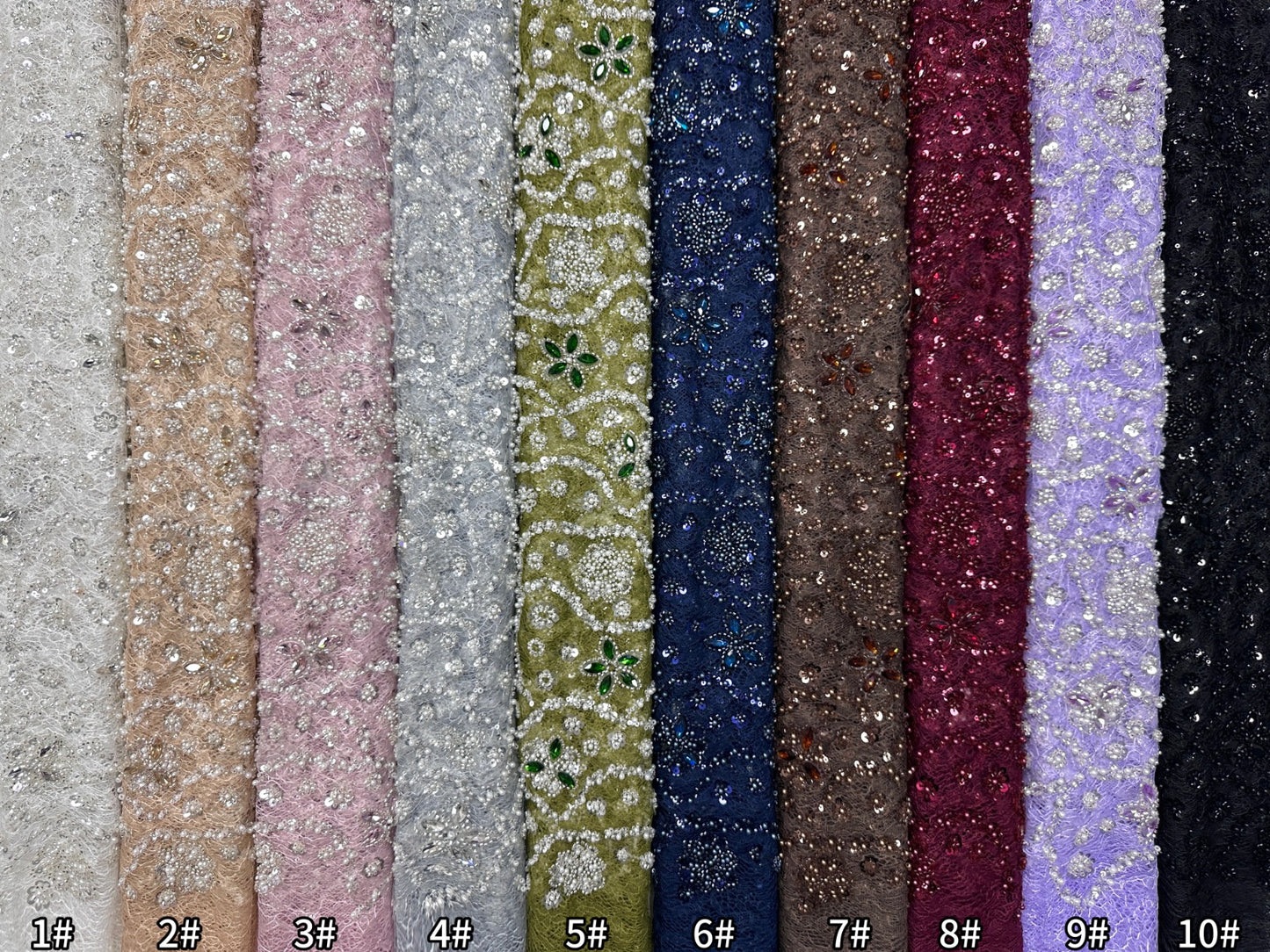 Aprain Luxury 3D Floral Beaded Stone Fabric