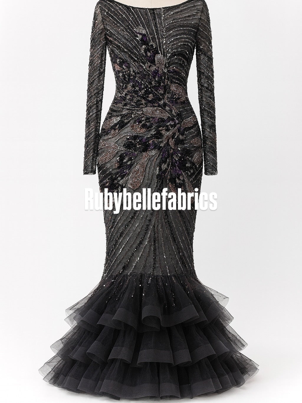 Luxury Feather Pattern Sequin Beaded Lace Fabric