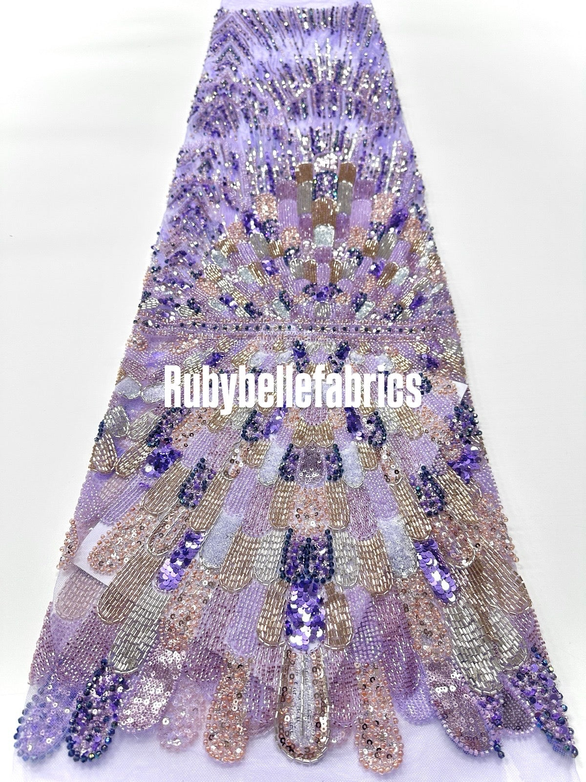 Luxury Geometric Deco Sequin Beaded Lace Fabric