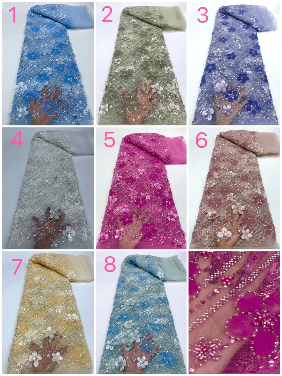 Torrielle Beaded 3D Luxury Fabric - More Colors