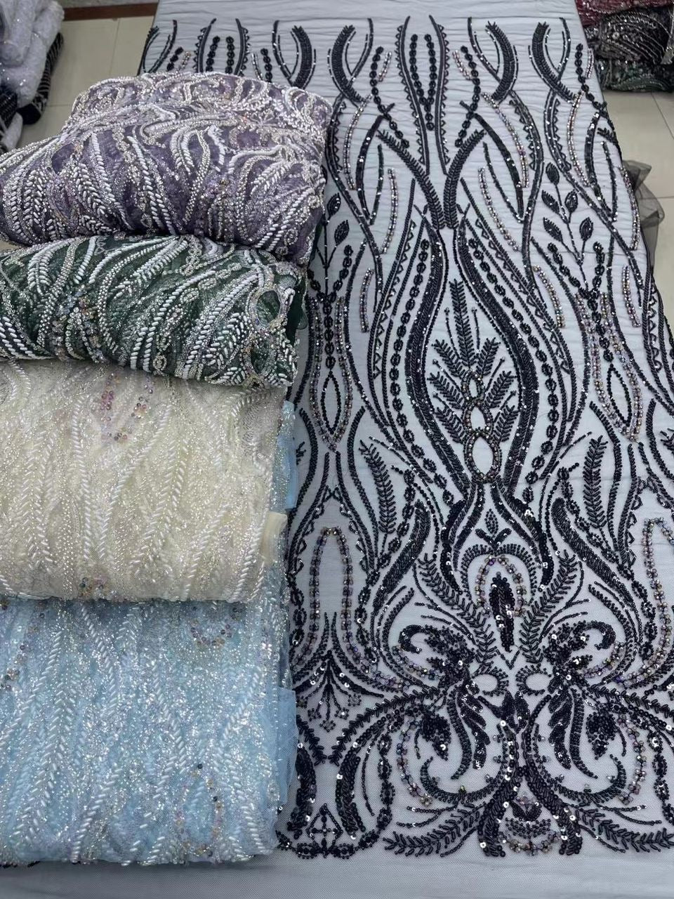 Heddar Hand Beaded Fabric