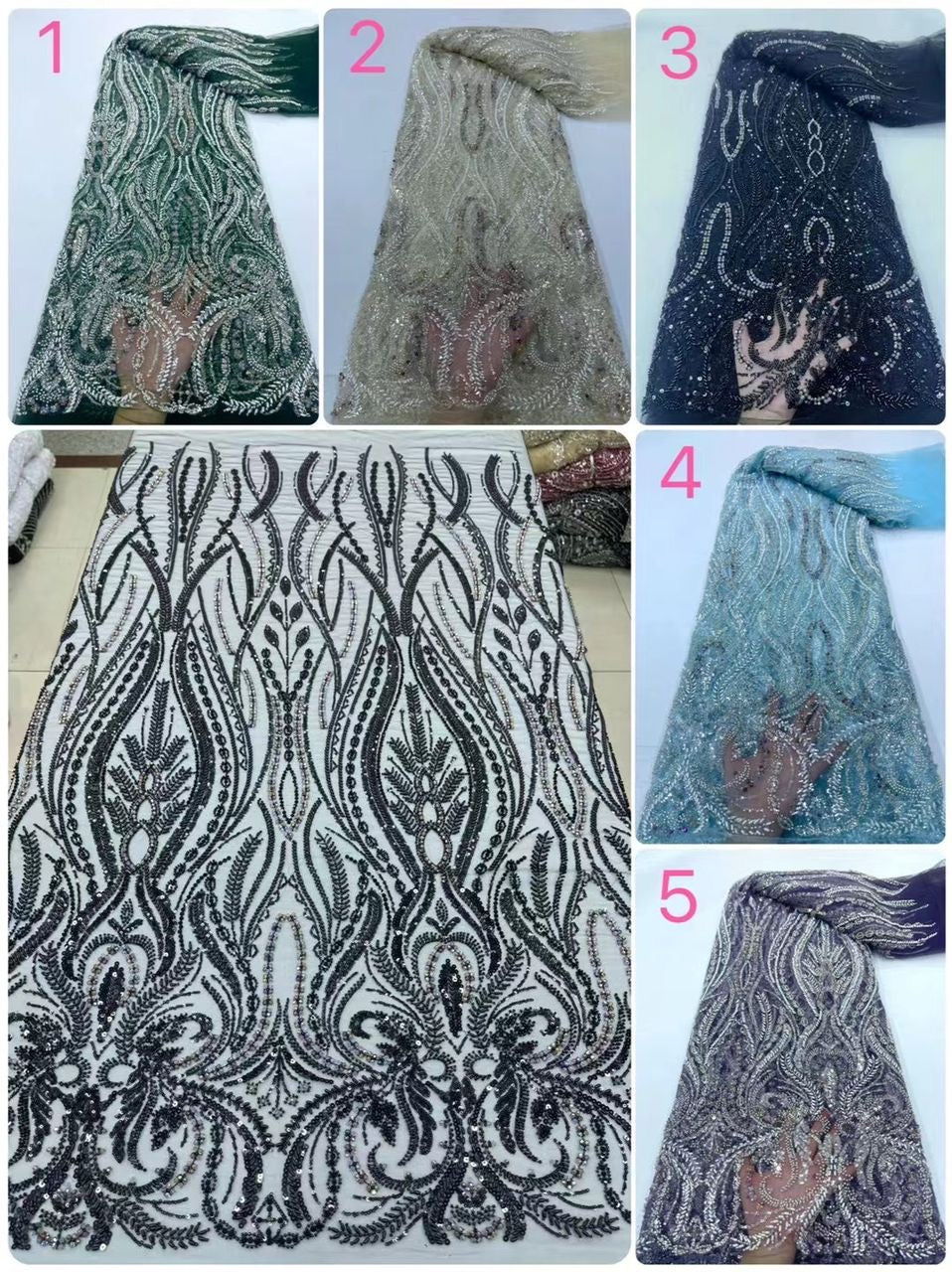 Heddar Hand Beaded Fabric