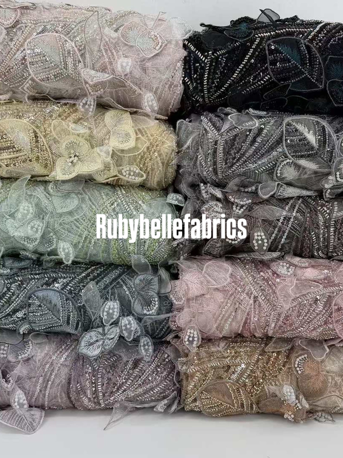 Hexille 3D Beaded Petal Couture Fabric