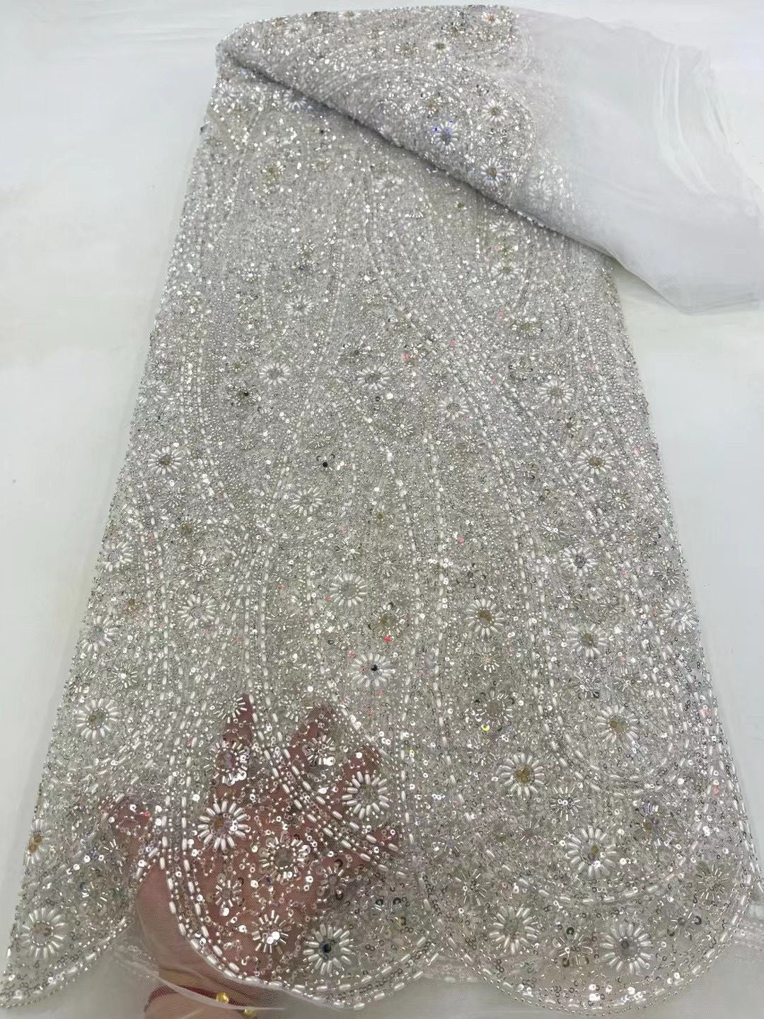 Aulua Luxury Beaded Fabric - More Color