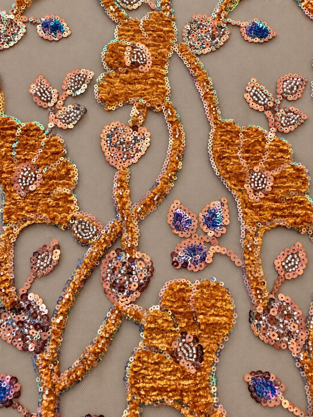 Huigt Velvet Sequin Fabric - Orange