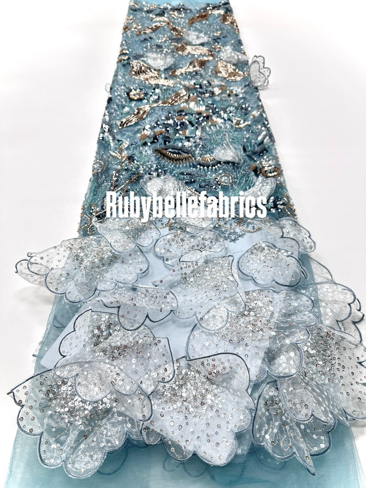 Luxury Sequin 3D Petal Beaded Fabric