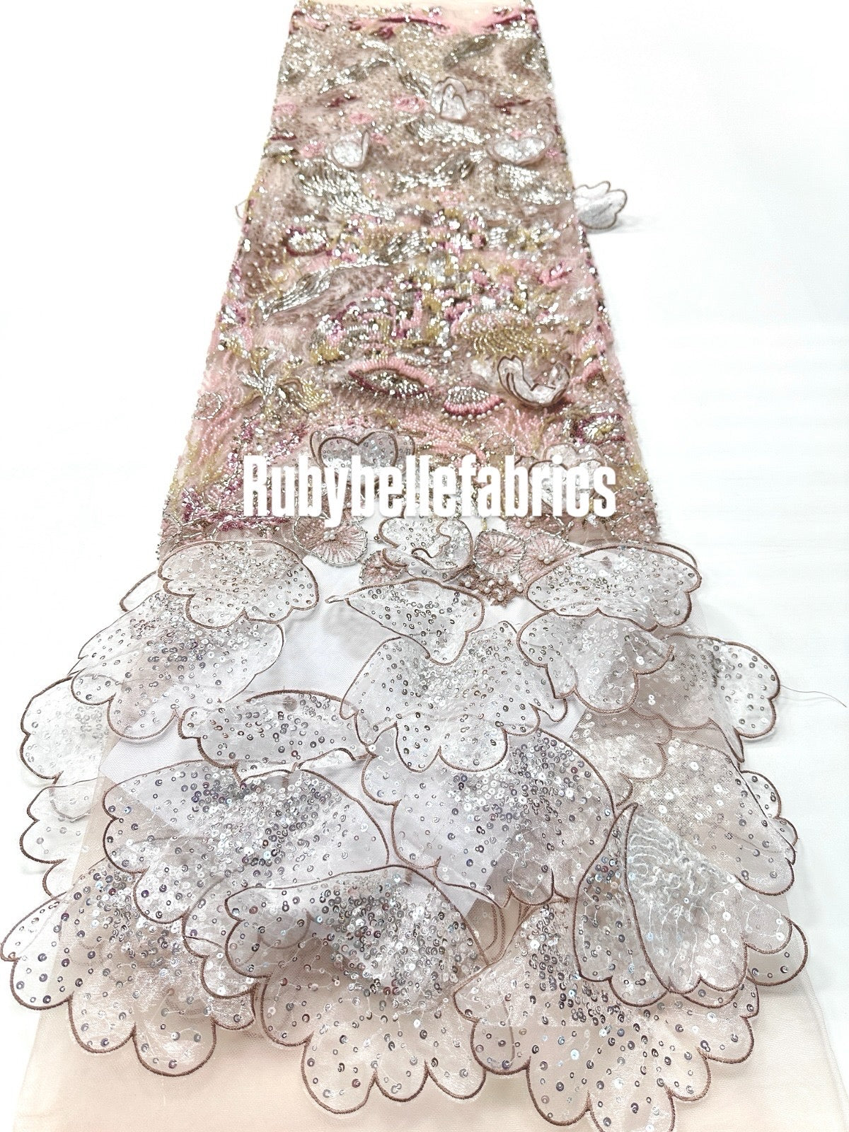 Luxury Sequin 3D Petal Beaded Fabric
