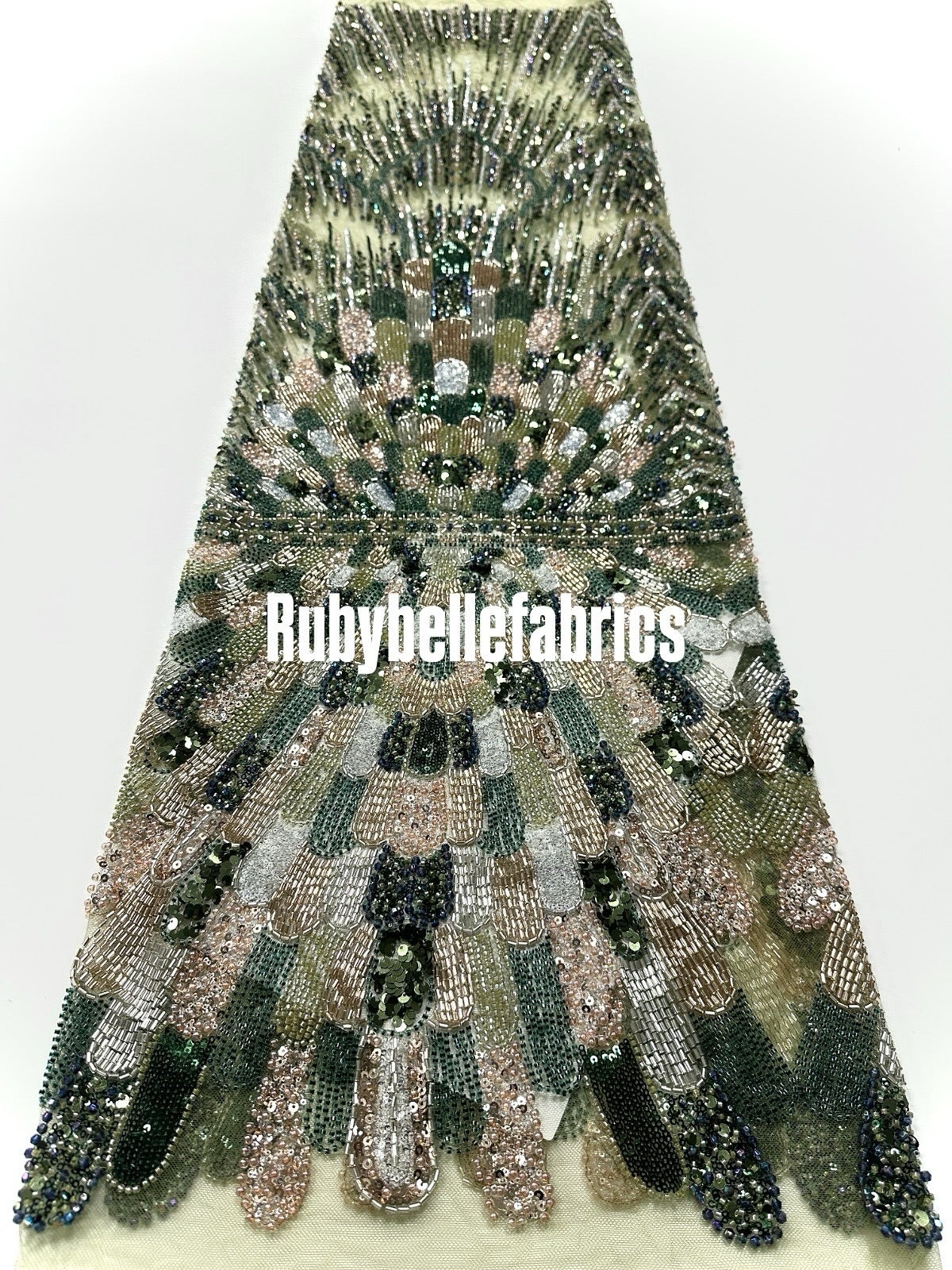Luxury Geometric Deco Sequin Beaded Lace Fabric