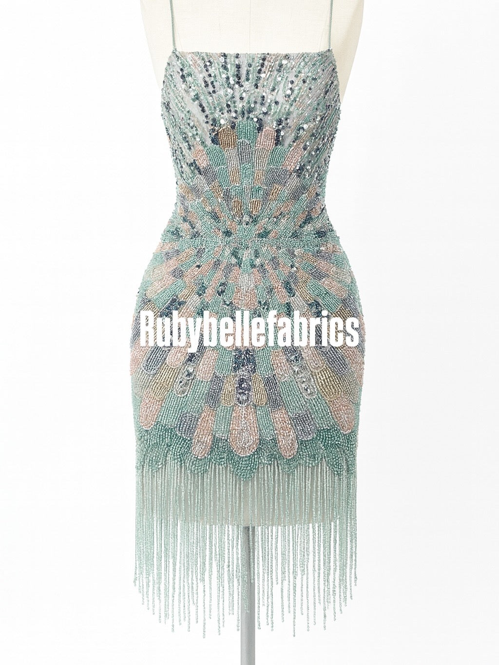 Luxury Geometric Deco Sequin Beaded Lace Fabric
