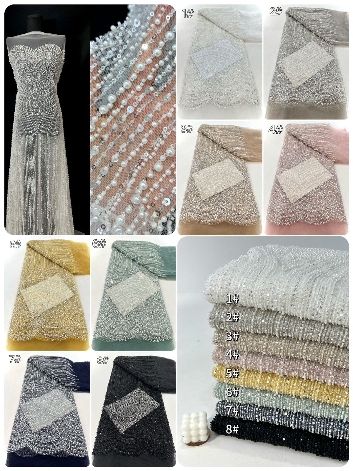 Rillia Beaded Sequin Luxury Fabric