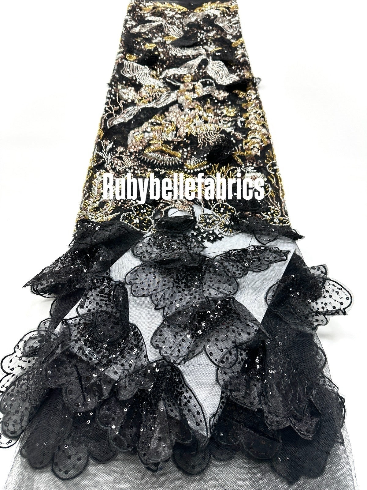 Luxury Sequin 3D Petal Beaded Fabric