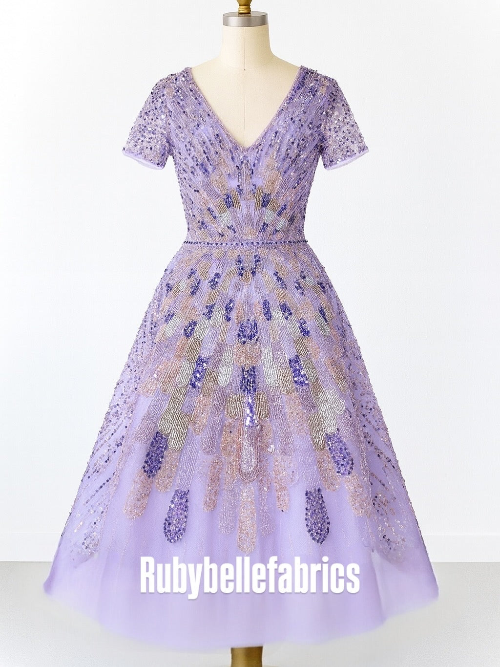 Luxury Geometric Deco Sequin Beaded Lace Fabric