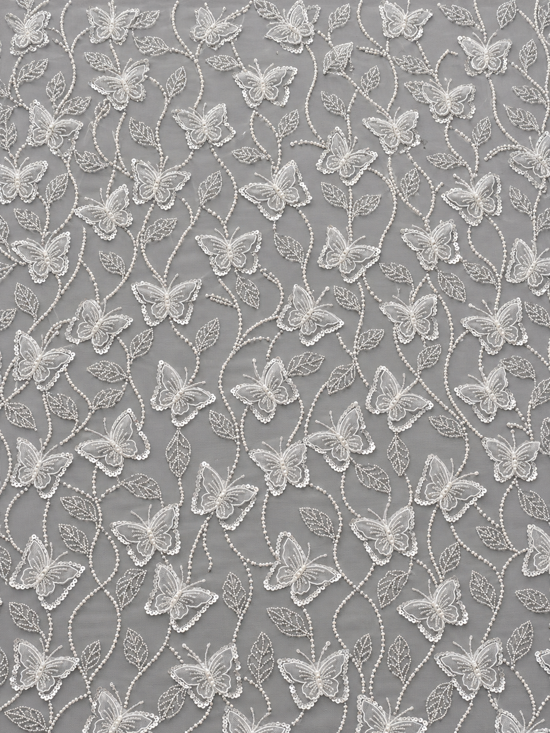 Butterfly 3D High Quality Fabric - White