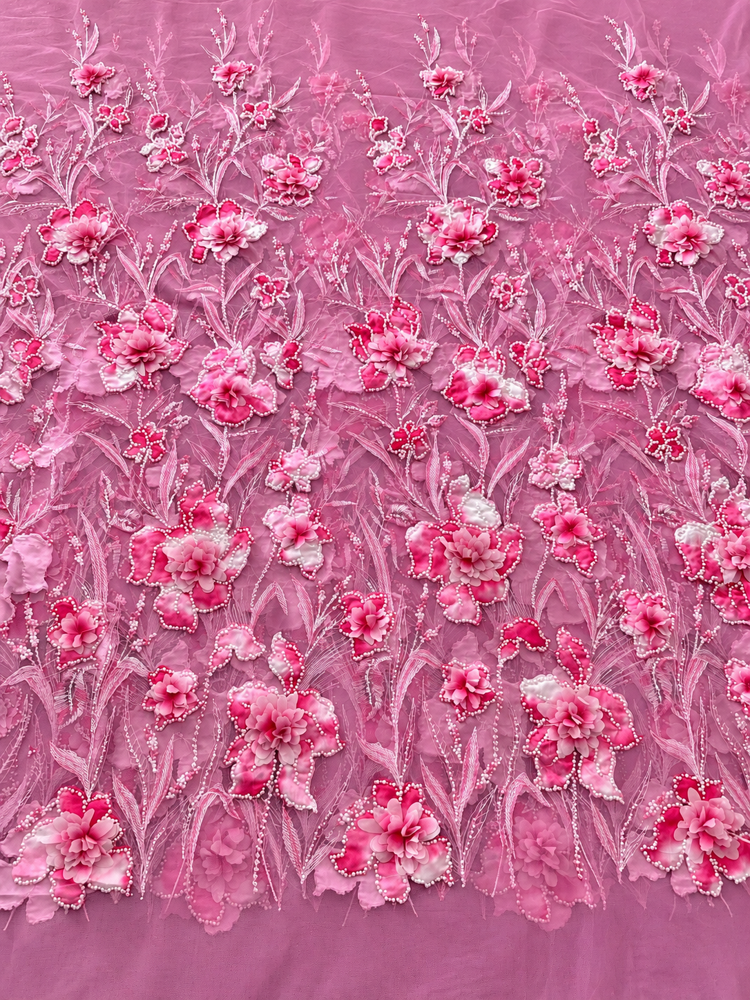 Hixy Floral 3D Fabric - Pink