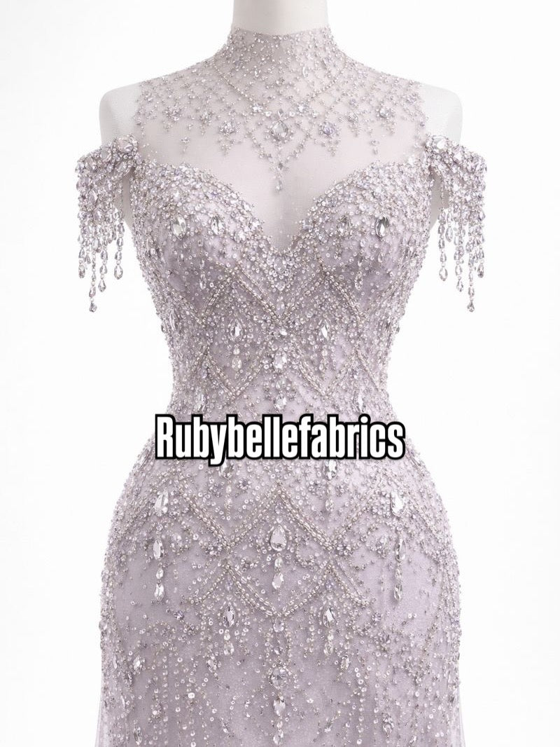 Arey Sparkle Crystal Lace Fabric