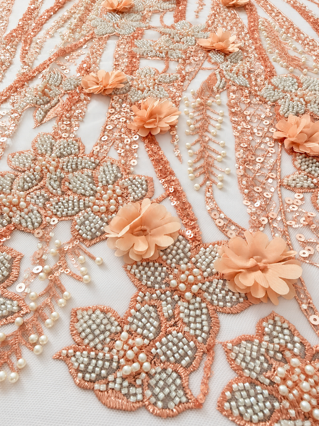 Gyatter 3D Beads Fabric - Peach/Orange