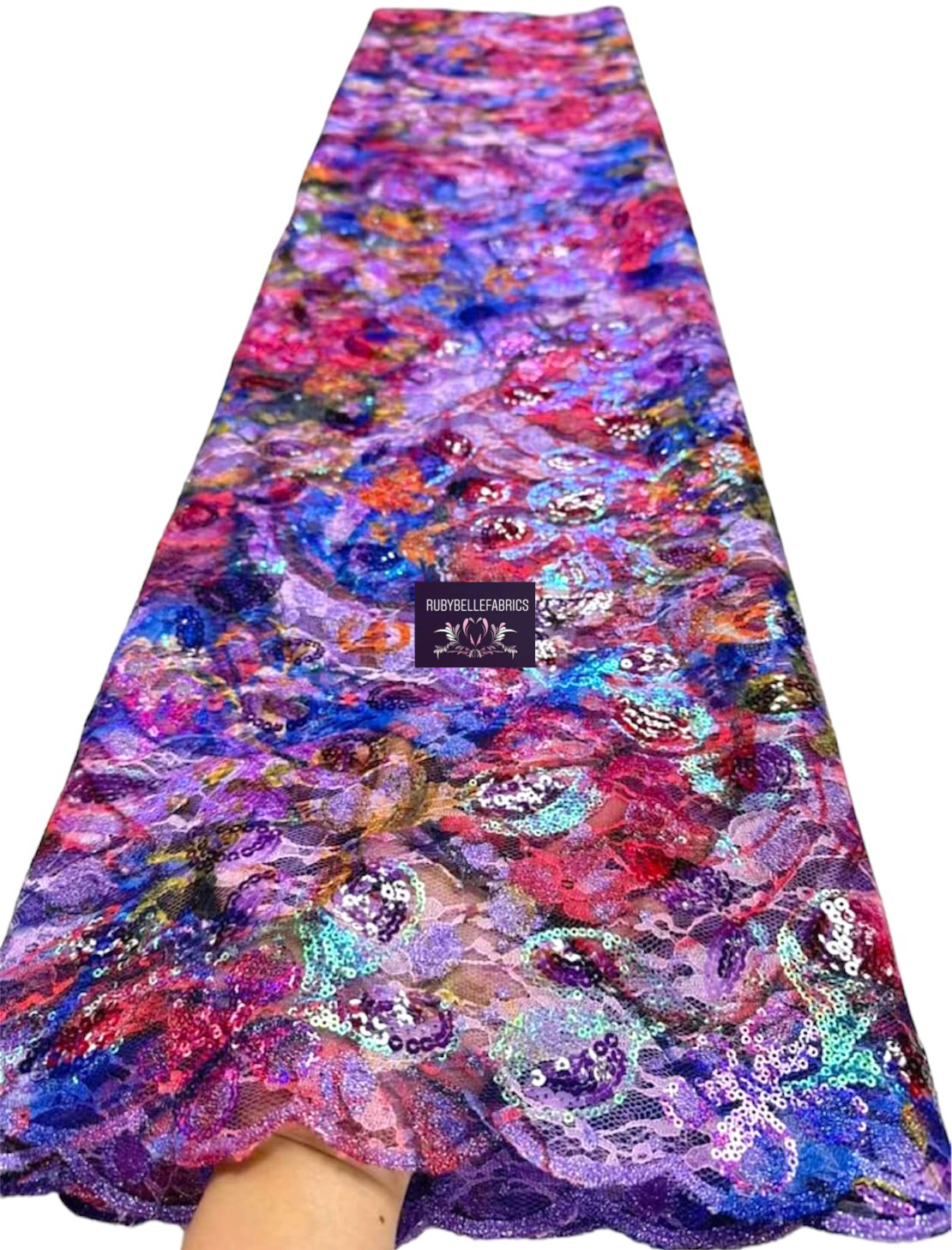 Canyon Chantilly Sequin Fabric - Purple Medley