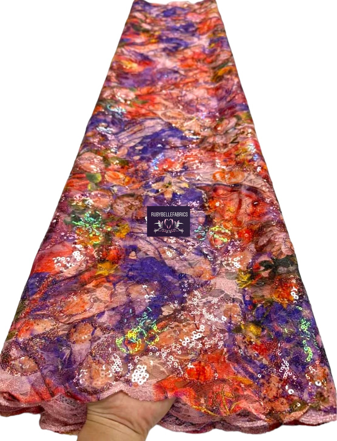 Canyon Chantilly Sequin Fabric - Blush Multi