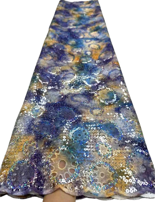 Tela Metro Organza - Azul Marino Multi